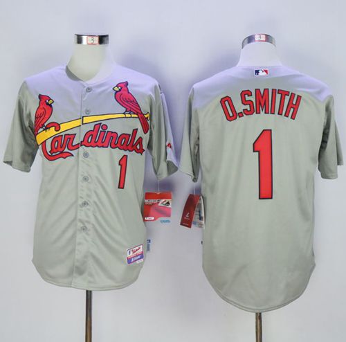 Cardinals #1 Ozzie Smith Grey Cool Base Stitched MLB Jersey - Click Image to Close